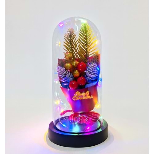 Yılbaşı Temalı Işıklı Dekoratif Cam Fanus Alk5081