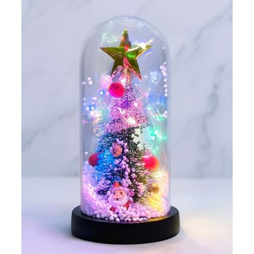 Yılbaşı Temalı Işıklı Dekoratif Cam Fanus Alk5082