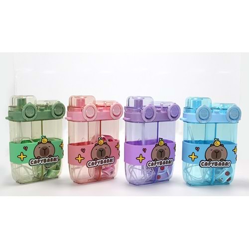 Kapibara Capybara Çift Bölmeli Pipetli Matara & Suluk Alk5108