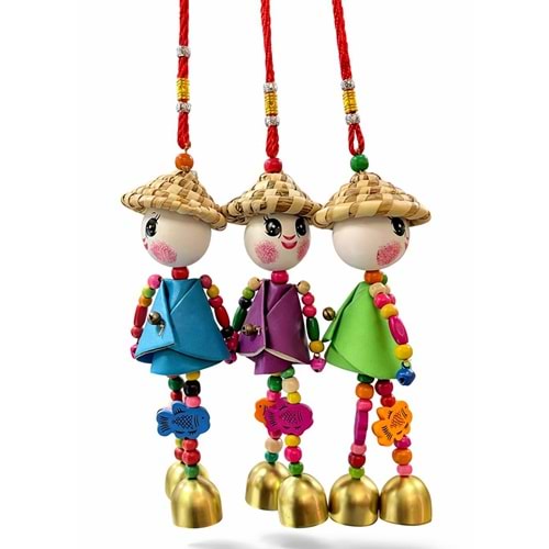 Renkli Boncuklu Şapkalı Bebek Rüzgar Çanı Alk5383