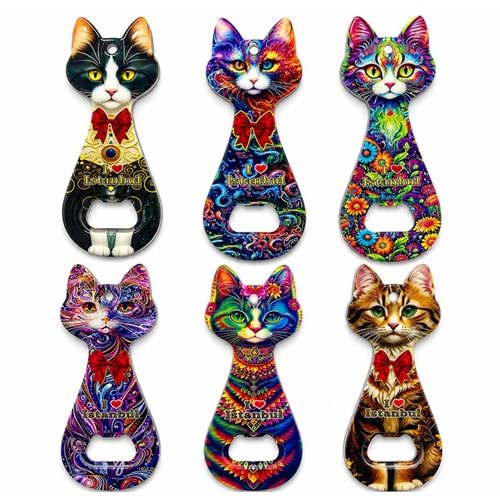 Kedi Tasarımı İstanbul Temalı Buzdolapı Süsü Magnet Alk5408