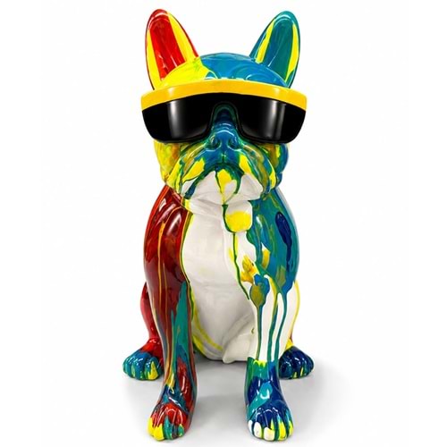 Renkli Dekoratif Polyester Bulldog Köpek Figürü Alk5472