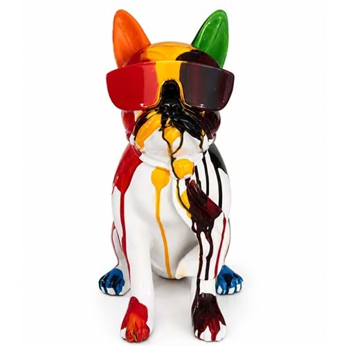 Renkli Dekoratif Polyester Bulldog Köpek Figürü Alk5473