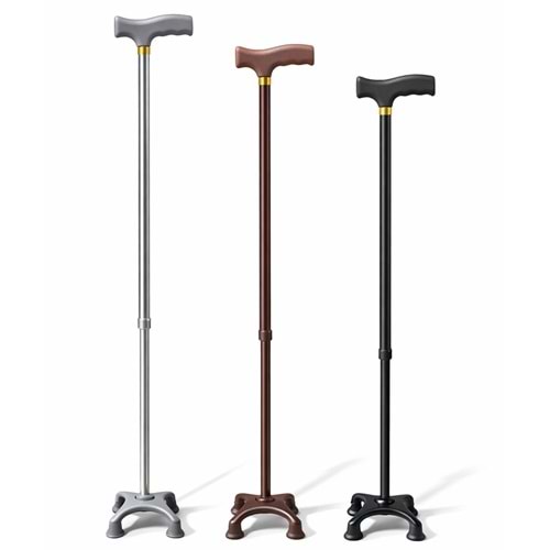 Metal 4 Ayaklı Ayarlanabilir Destek Bastonu - T Saplı Alk5488