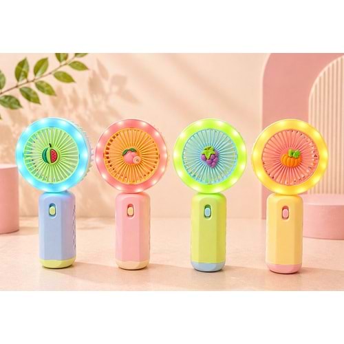 Mini Şarjlı El Fanı 2 Kademeli Işıklı Alk5630