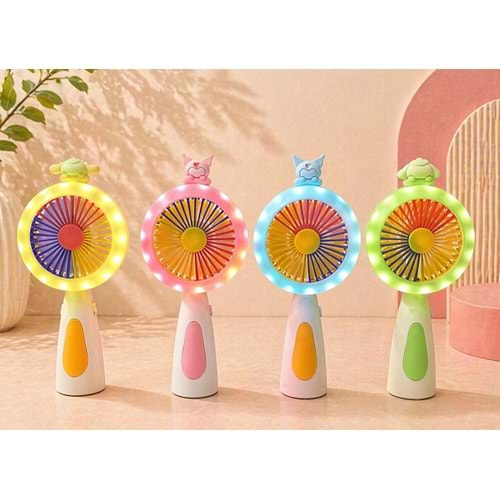 Mini Şarjlı El Fanı 2 Kademeli Işıklı Alk5631