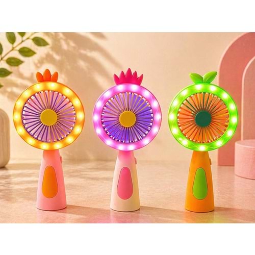 Mini Şarjlı El Fanı 2 Kademeli Işıklı Alk5632