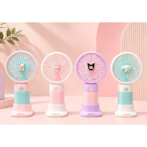 Kuromi Serisi Mini Şarjlı El Fanı 3 Kademeli Alk5638