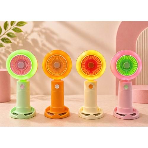 Mini Şarjlı El Fanı 3 Kademeli Işıklı Alk5639