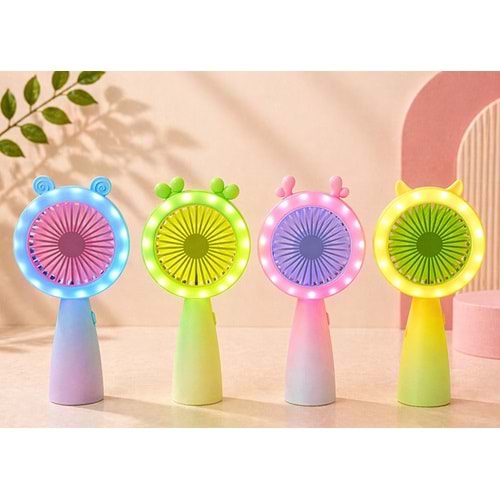 Mini Şarjlı El Fanı 2 Kademeli Işıklı Alk5640