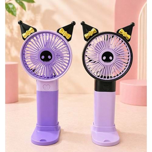 Kuromi Mini Şarjlı El Fanı 3 Kademeli Alk5644