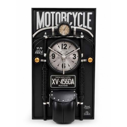 Motosiklet Tasarımlı Metal Duvar Saati Alk5789