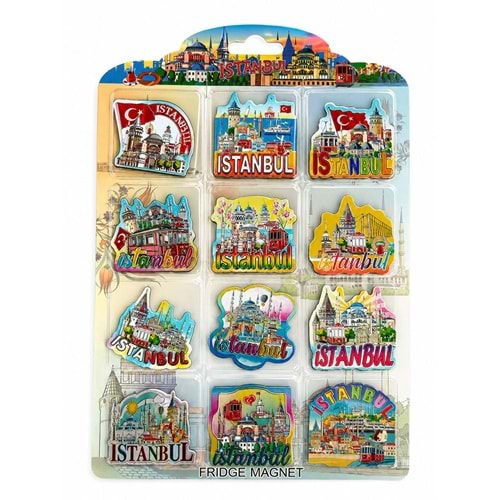 İstanbul Temalı Silikon Buzdolapı Süsü Magnet 12'Li Set Alk5814