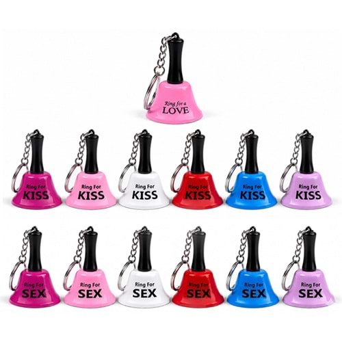 Kiss Love Sex Yazılı Mini Zili Anahtarlık Alk5878