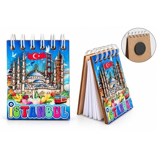 İstanbul Temalı Ahşap Magnetli Not Defteri Alk5880