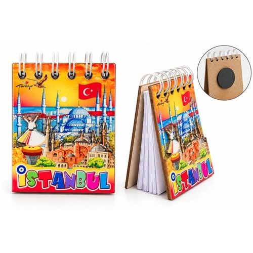 İstanbul Temalı Ahşap Magnetli Not Defteri Alk5881