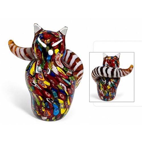 El Yapımı Murano Cam Kedi Figürü Alk5914