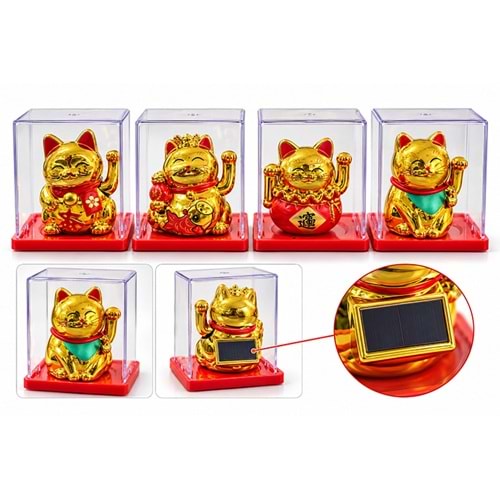 Güneş Enerjili Sallanan Şans Kedisi - Maneki Neko Alk6160