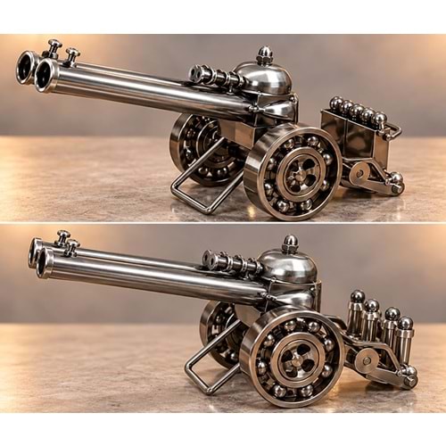 Dekoratif Savaş Topu Arabası Metal Masa Aksesuarı Alk6246