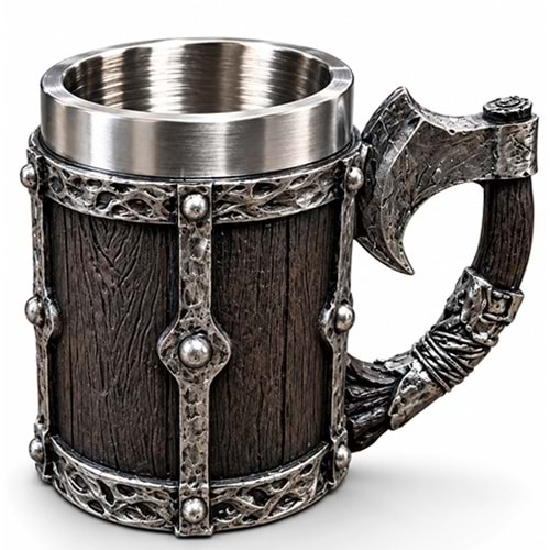 Viking Balta Kulplu 3D Paslanmaz Çelik Kupa Bardak Alk6263
