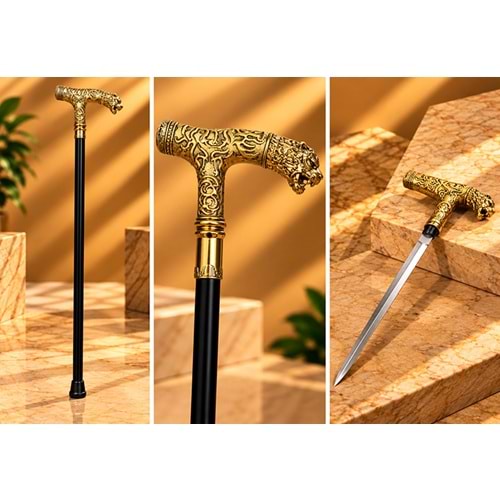 Kaplan Büstü Kılıçlı Baston Alk6356