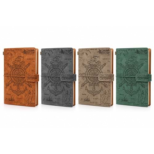 Vintage Dümen Ve Çapa Desenli Deri Defter Alk6470