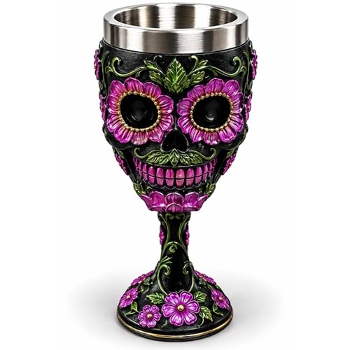 Day Of The Dead Şeker Kuru Kafa Tasarımlı 3D Çelik Kadeh Bardak Alk6513