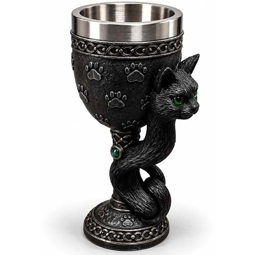 Kedi Figürlü 3D Paslanmaz Çelik Kadeh Bardak Alk6543