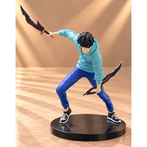 Solo Leveling Sung Jinwoo Mavi Kapüşonlu Hançerli Anime Figürü Alk6641