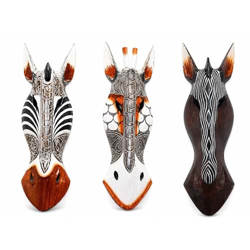 Ahşap Dekoratif Zebra Mask 50 Cm No:1124