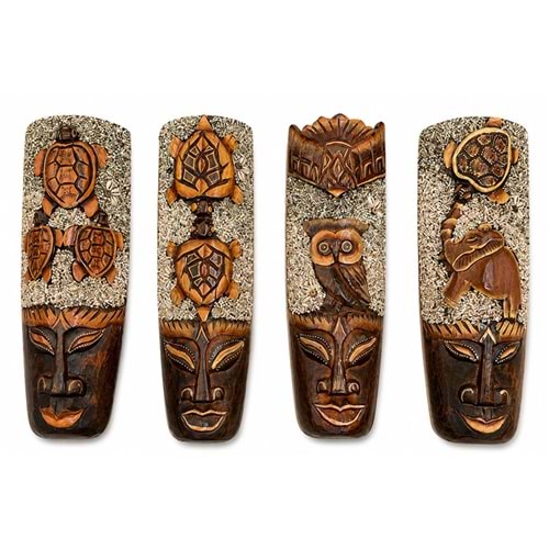 Ahşap Dekoratif Kumlu Mask 30 Cm No:1127