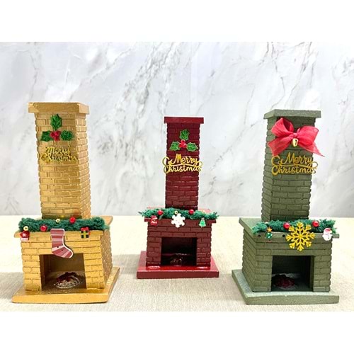 Noel Temalı Polyester Şömine Tütsülük İk023