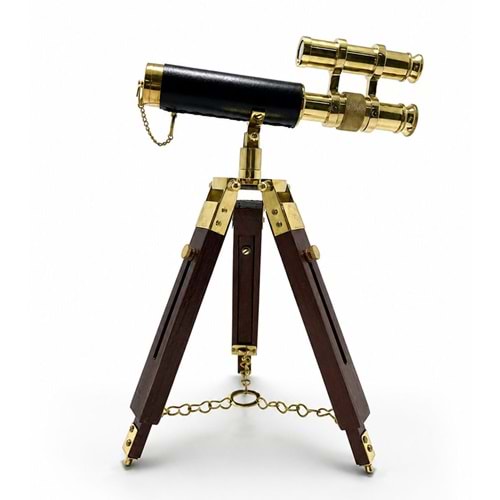 Pirinç Tripod Teleskop Dekoru Ahşap Ayaklı Nı5392B