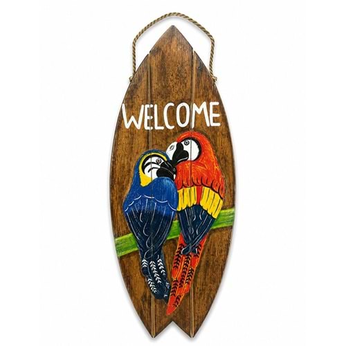 Ahşap Duvara Asmalı Papağan Pano 80 Cm No:1100