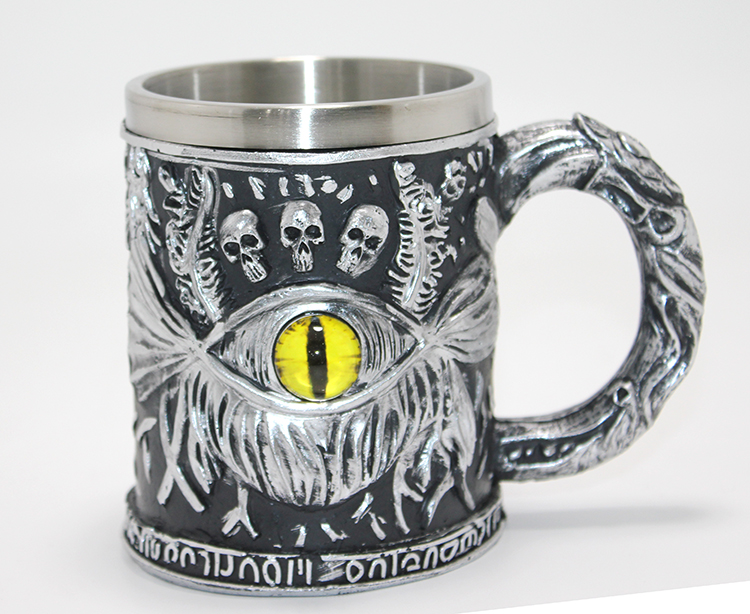 Mistik Ejderha Gözü 3D Kabartmalı Paslanmaz Çelik Kupa Bardak Alk4371