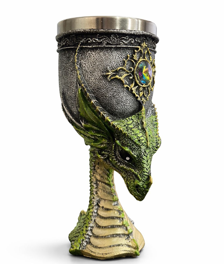 Ejderha Tasarımı 3D Kabartmalı Çelik Kadeh Bardak Alk4374