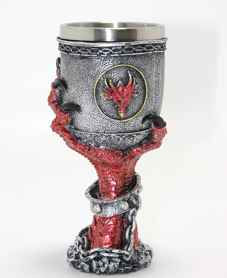 Ejderha Pençesi Tasarımlı 3D Kabartmalı Paslanmaz Çelik Kadeh Bardak Alk4375