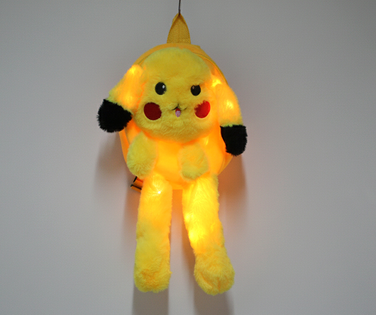 Peluş Işıklı Oynar Kulaklı Pikachu Sırt Çantası Alk3009