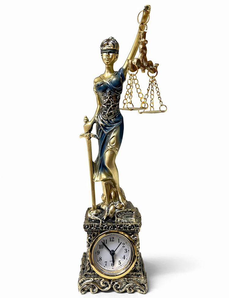 Polyester Saatli Adalet Figürü Alk4427