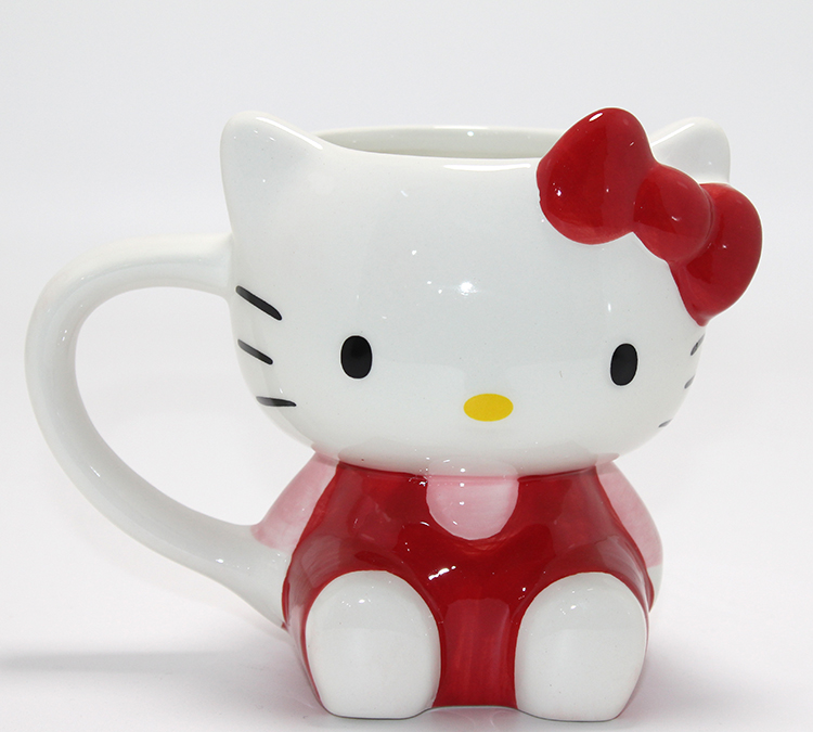 3D Hello Kitty Tasarımı Porselen Kupa Bardak Alk4513