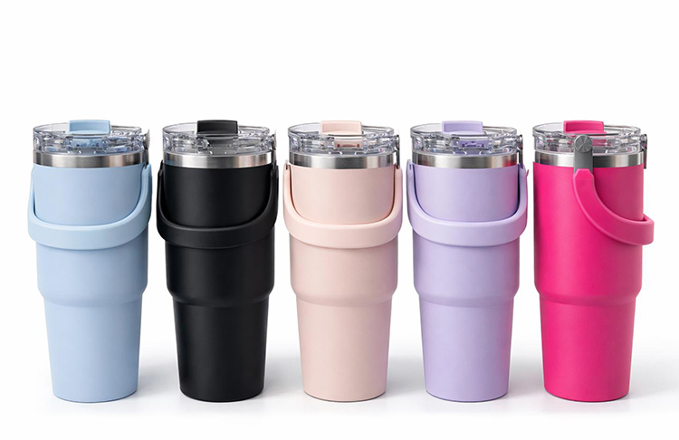 900 Ml Taşıma Kulplu Paslanmaz Çelik Termos Mug - Vakumlu Isı Yalıtımlı Bardak Alk4631