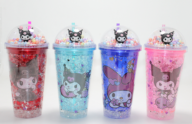 Sevimli Kuromi Işıklı Pipetli Boncuklu Suluk & Bardak 400 Ml  Alk4705