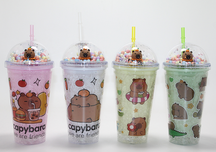 Sevimli Kapibara Capybara Pipetli Boncuklu Termos & Suluk Alk4707