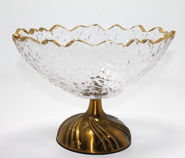 Gold Detaylı Eskitme Ayaklı Dekoratif Cam Sunumluk Alk4884