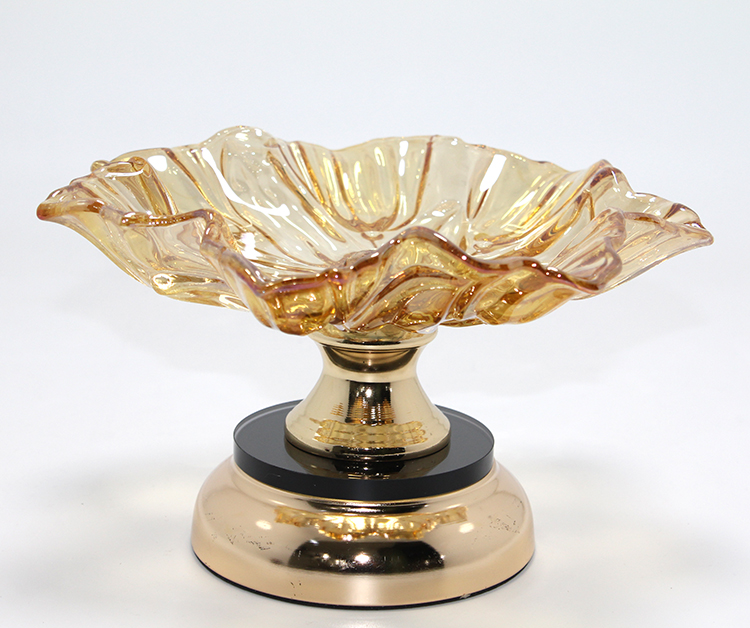 Gold Detaylı Ayaklı Dekoratif Cam Sunumluk Alk4887