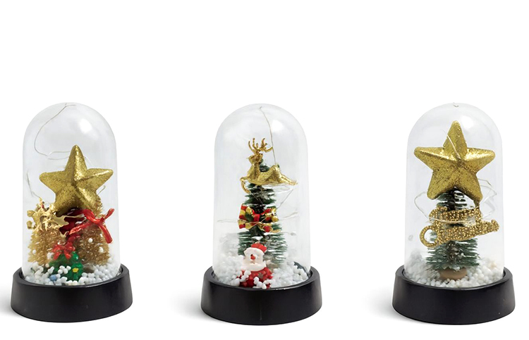 Yılbaşı Temalı Işıklı  Dekoratif Cam Fanus Alk5038