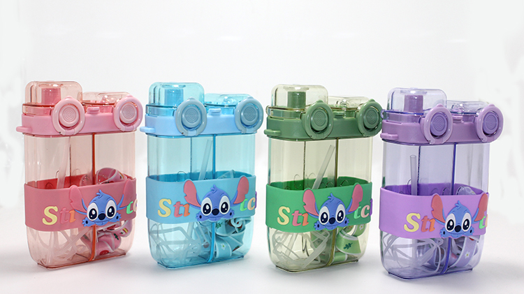 Stitch Çift Bölmeli Pipetli Matara & Suluk Alk5107