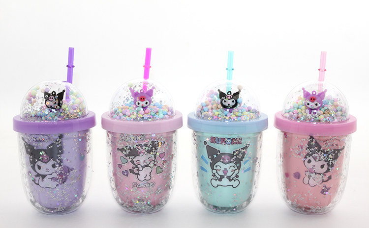 Kuromi Figürlü Pipetli Kapaklı Kupa Bardak Alk5109