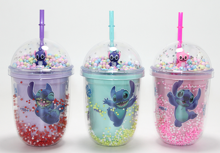 Stitch Figürlü Pipetli Kapaklı Kupa Bardak Alk5110