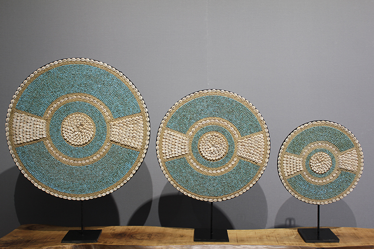 3'Lü Deniz Kabuğu İşlemeli Dekoratif Obje 3Natural-16